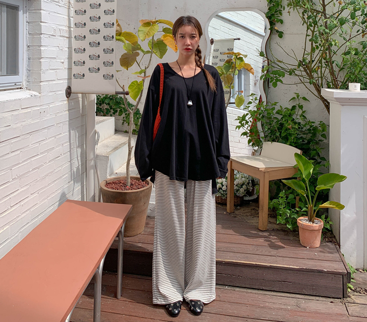 Street Dangara Banding Wide Pants