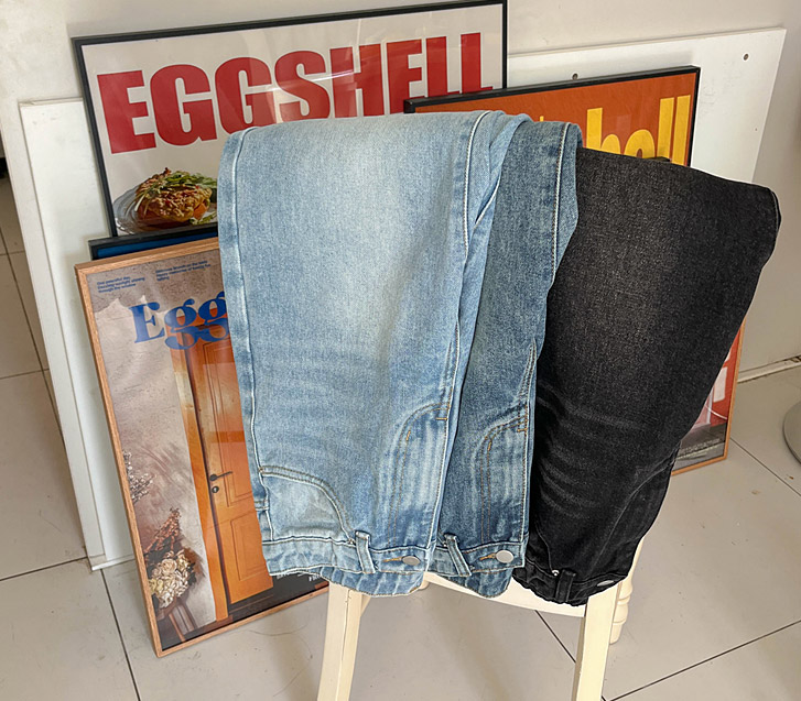 Total Washing Hidden Banding Wide Denim Pants (Short/Longver)