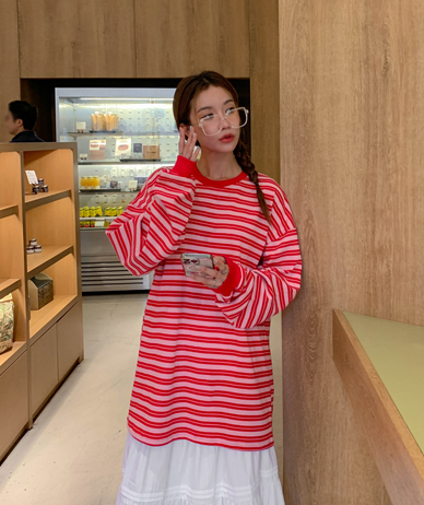Barrel Stripe Long-sleeve Long t shirts