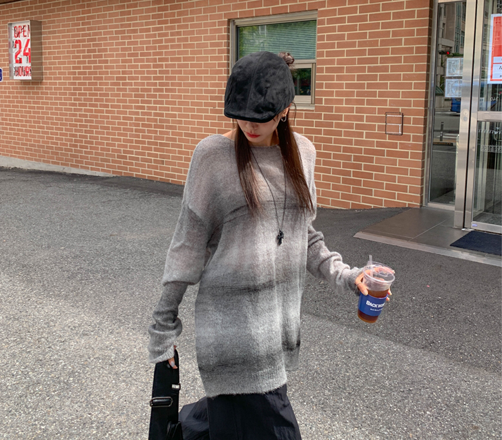 Ochi Boatneck Gradation Loose Fit Wool Knit
