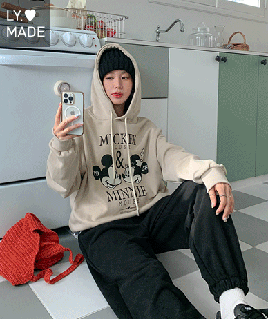 [10% off special sale] Mickey Minnie printed long-sleeve hoodie