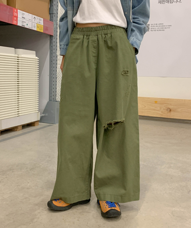 Muls Damage Cutting Banding Wide Pants