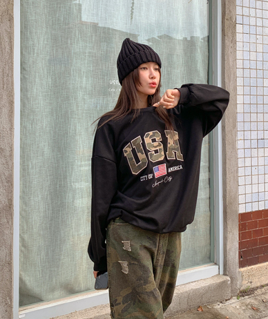 USA Camo Embroidered Patch Sweatshirt