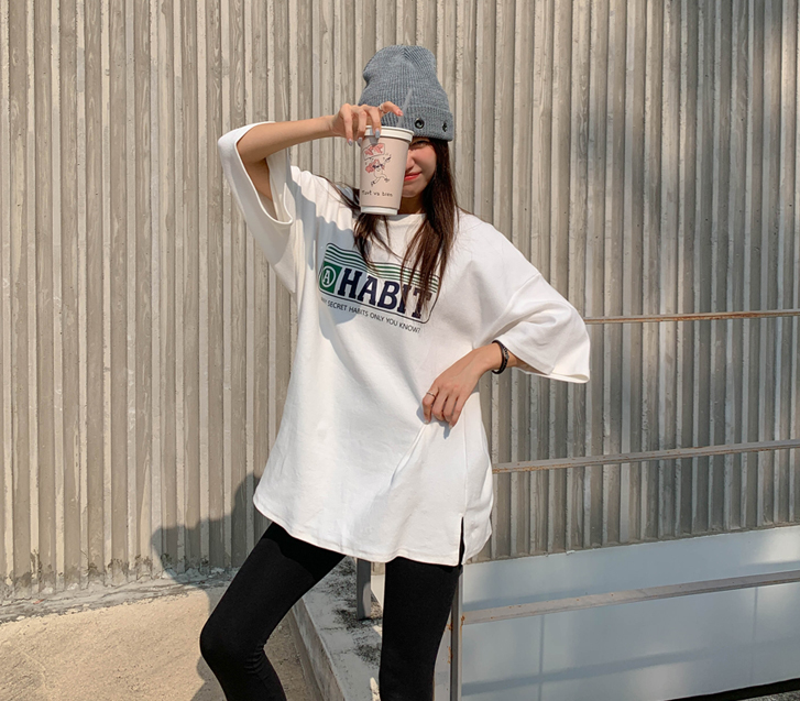 Habit Nayeom Peach Fleece Team Short-sleeve Long T-shirts
