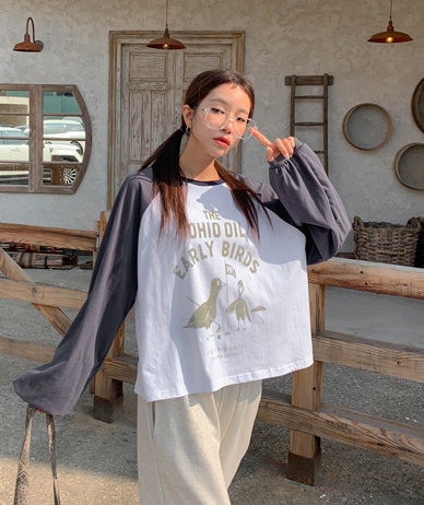Early Nagrang color combination nagrang long-sleeve T-shirt