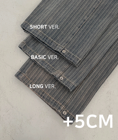 Mocan Stripe Pintuck Denim Banding Wide Pants (Short/Basic/Longver)