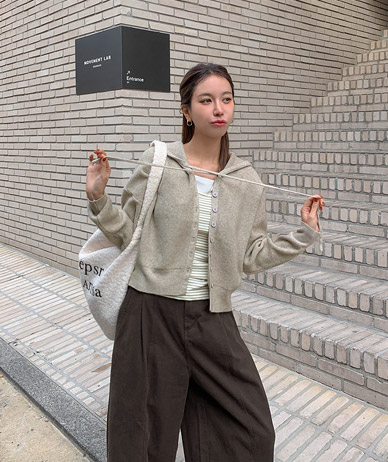 Peanut Knit Hood Cardigan