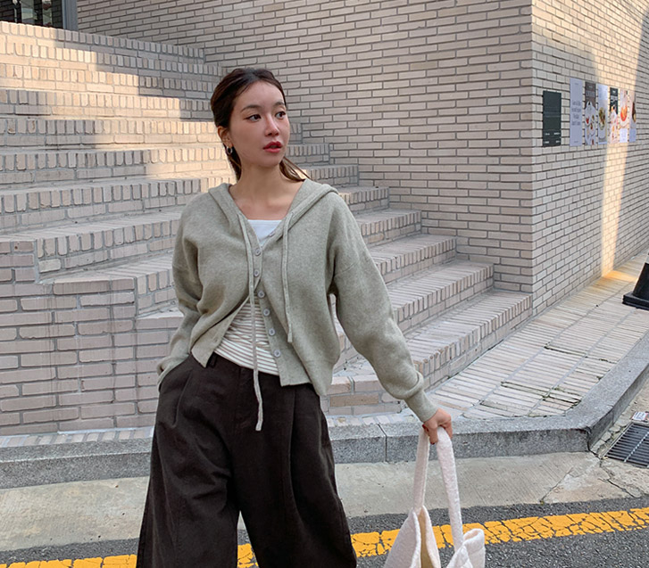 Peanut Knit Hood Cardigan