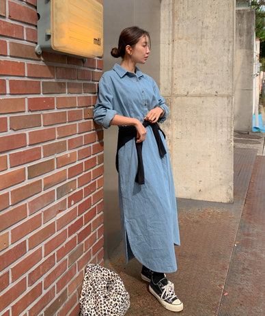 By Denim Kara Button Long one piece
