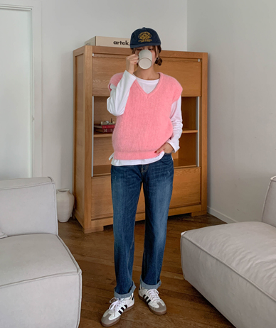 Barrel napping denim banding exhaust pants