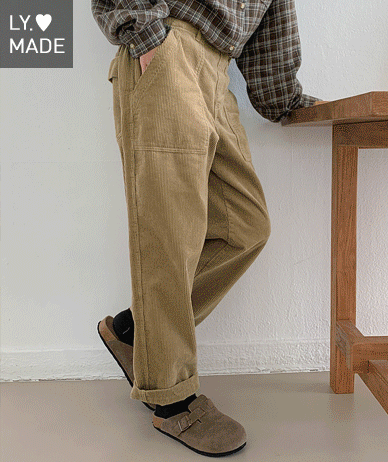 Silicone Washing Corduroy Pocket Banding Exhaust Pants