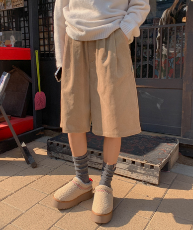 Pudding Corduroy Bermuda 6-part Banding Shorts