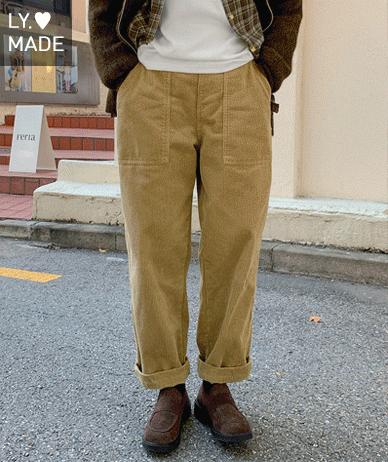 Silicone Washing Corduroy Pocket Banding Exhaust Pants