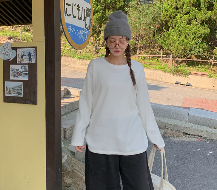 Dewar outer fleece long-sleeve knit T-shirt