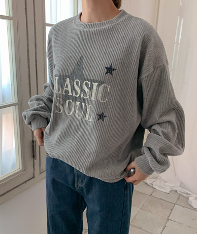 [Unisex] Star-printed Velour Sweatshirt