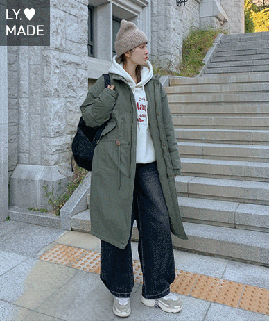 [Unisex] Mer Highneck quilting field jacket long padding