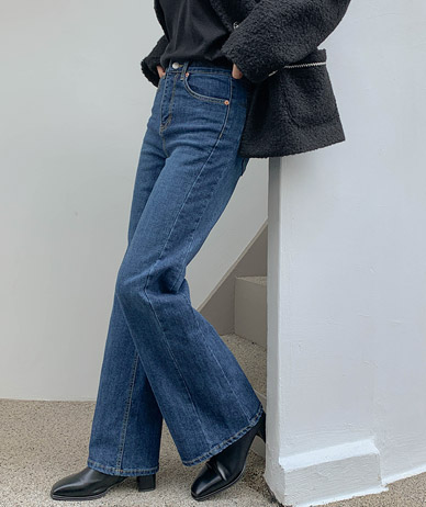 Chan's napping denim cut banding bootcut pants