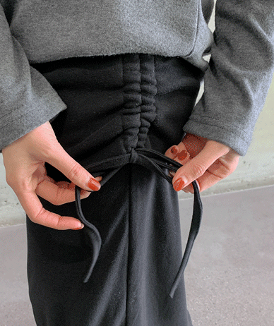 Plum Shirring Double Banding Rong Skirt