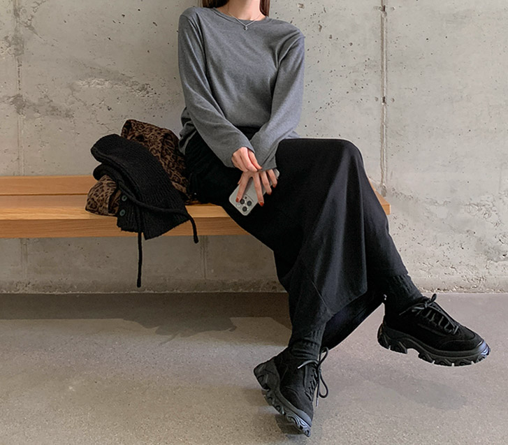 Plum Shirring Double Banding Rong Skirt