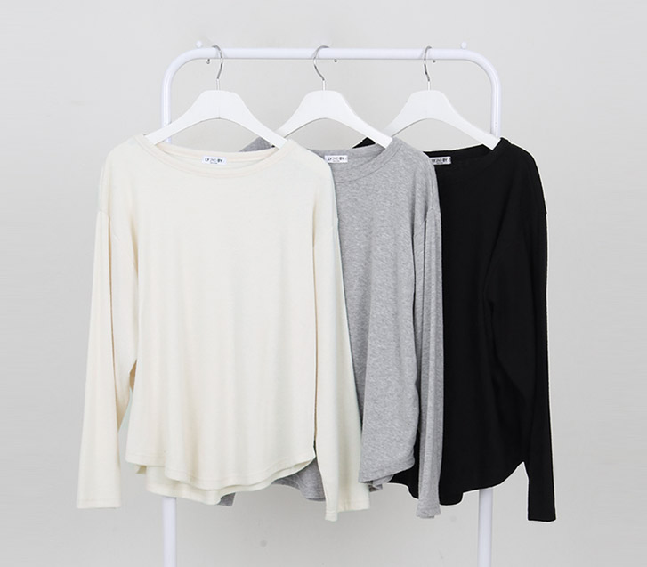 Mitsu Yanggimo Round Hem Basic Long-sleeved T-shirt
