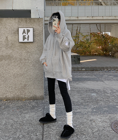 Patch Cargo Pocket Uneven Napping Long Hood Zip-up