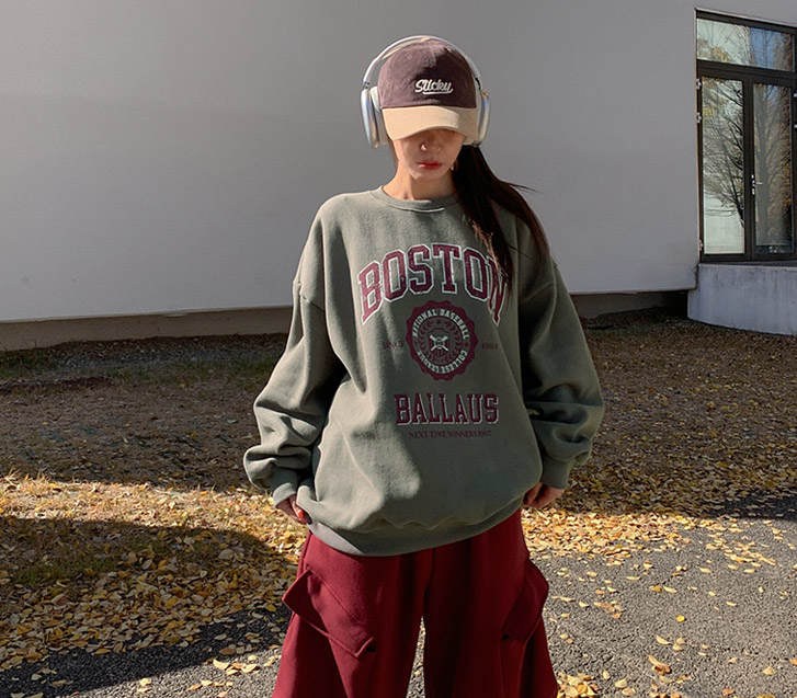 [Unisex] Boston dyed sheepskin overfit sweatshirt