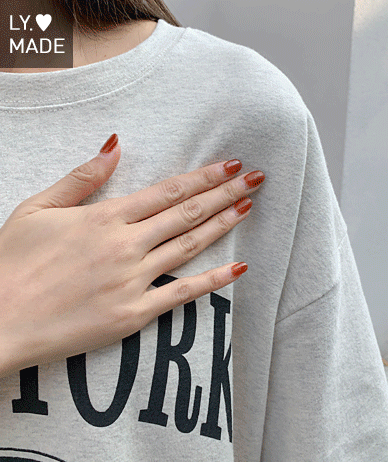 New York Printing Peach Fleece Short Sleeves T-shirt