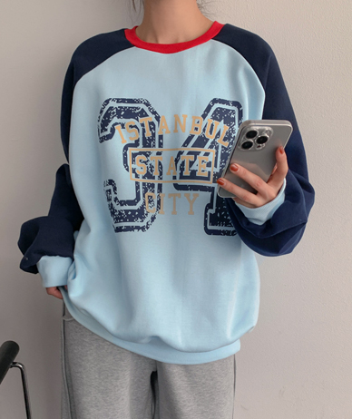 Three-pole color combination nagrang napping sweatshirt