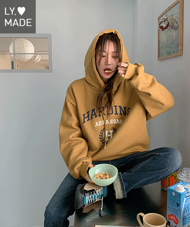 H Laurel printing napping Hoodie