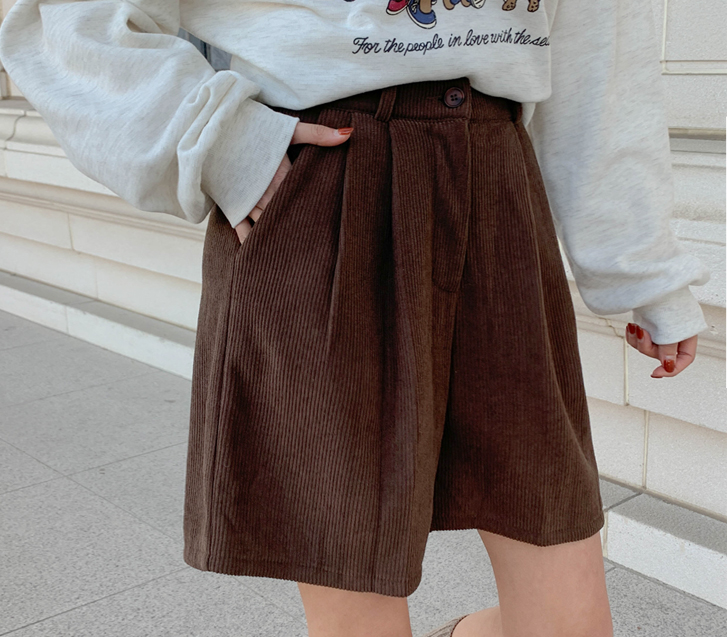 Ripol Corduroy Banding Raised Fleece 4-part Shorts (Short/Basic version)