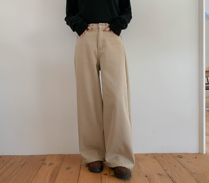 Mott Snap Button Fleece Banding Wide Pants (Short/Basic/Longver)