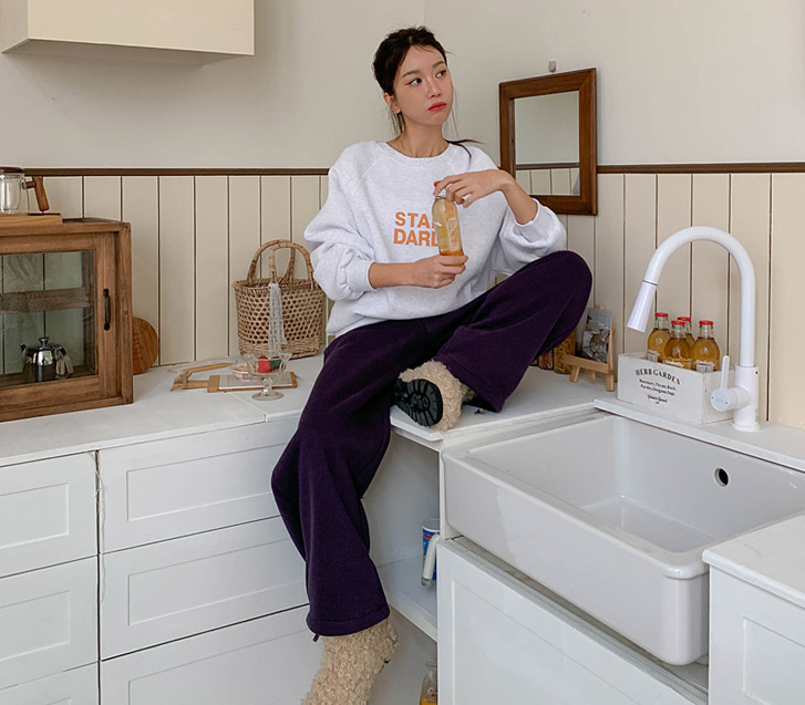 Heart Key Point Raised Fleece Wide Balloon Training Pants