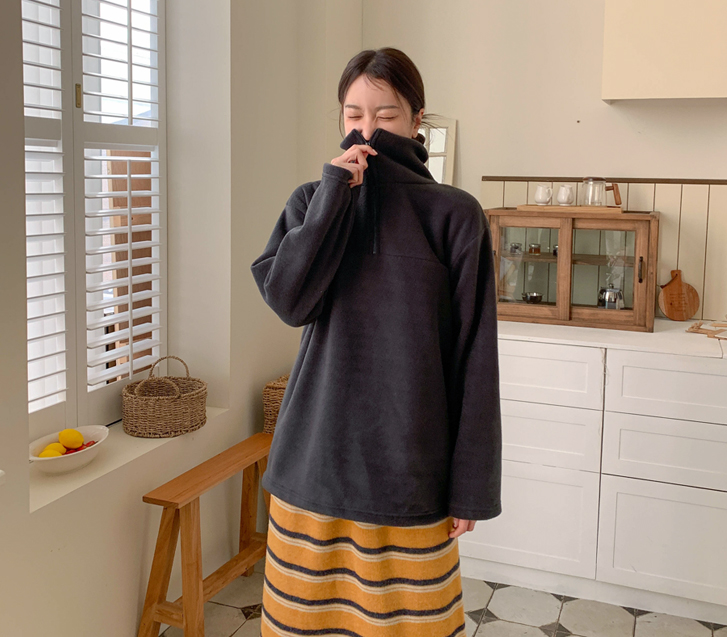 Molz string fleece highneck half-zip