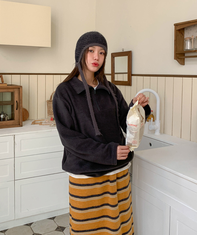 Molz string fleece highneck half-zip