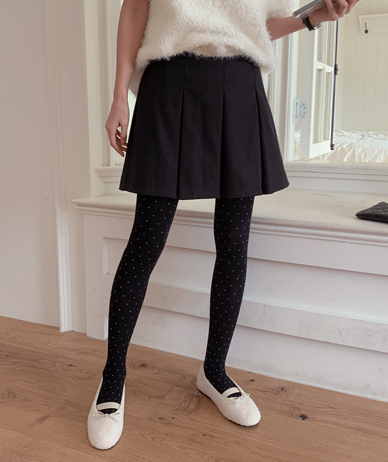 Chili Wool Pleats Banding Mini Skirt