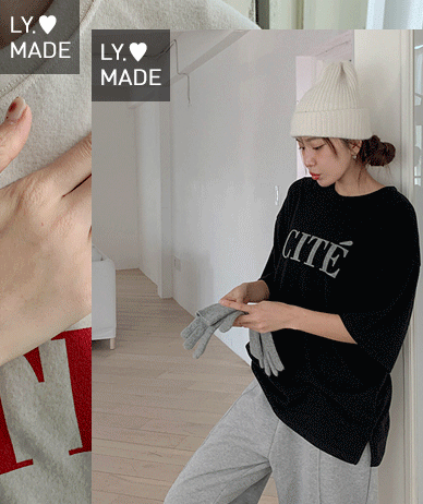 Touched-up, dyed outer fabric, short sleeves T-shirt