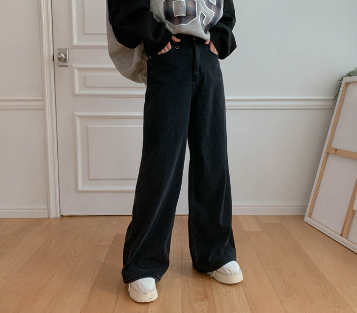 Mot Mink Fur Denim Wide Pants