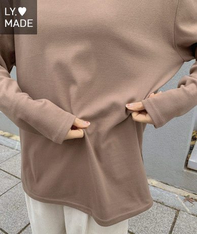 Plus Paula napping slit Long-sleeved T-shirt