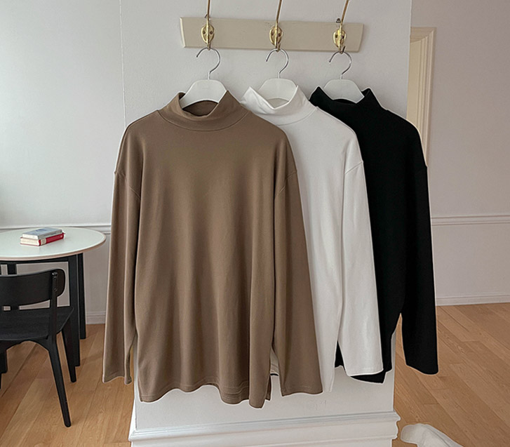 Plus Paula napping slit Long-sleeved T-shirt