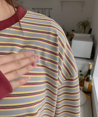 Vero Dangara color combination peach fleece long-sleeve T-shirt