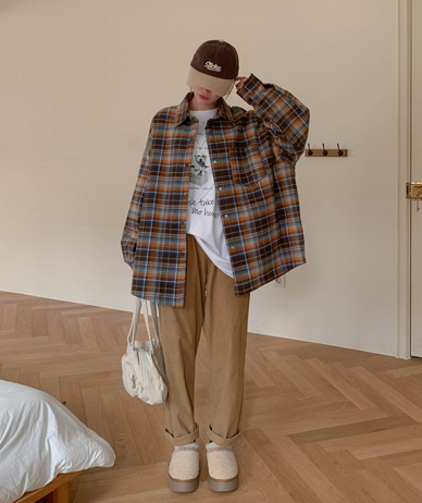 [Unisex] Warner quilting check shirt