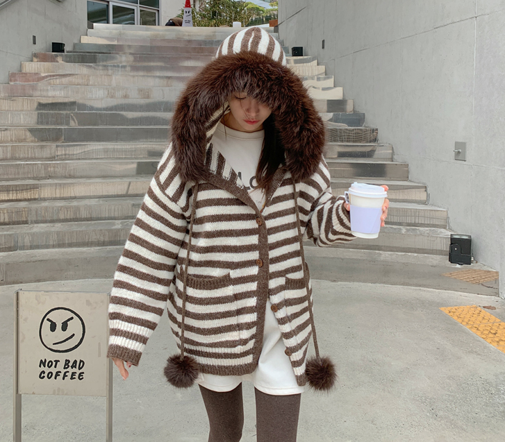 Fog Dangara Fur Hood Cardigan