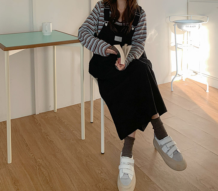 Corduroy Shoulder strap Long one piece