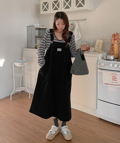 Corduroy Shoulder strap Long one piece