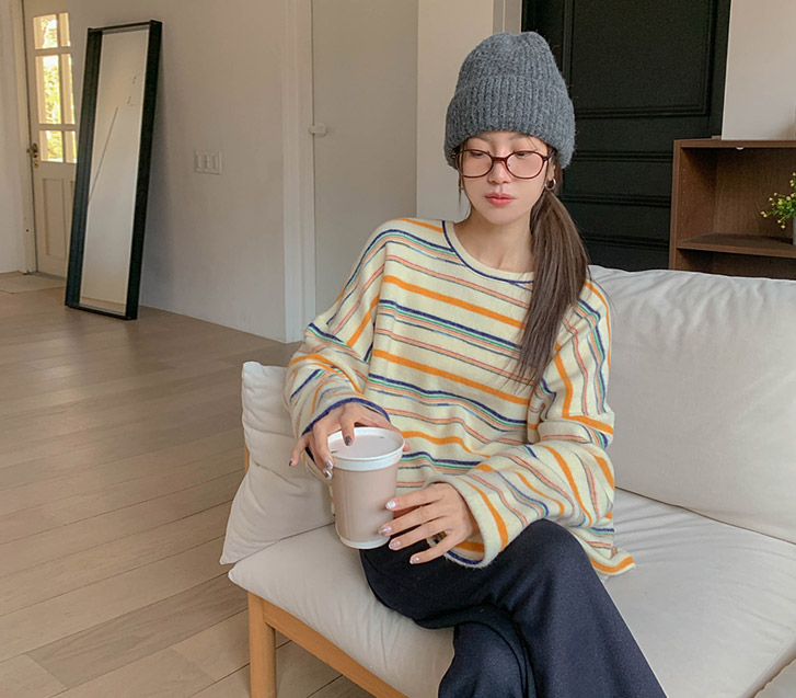 Turn Yanggimo Overfit Single-breasted Long Knit T-shirt