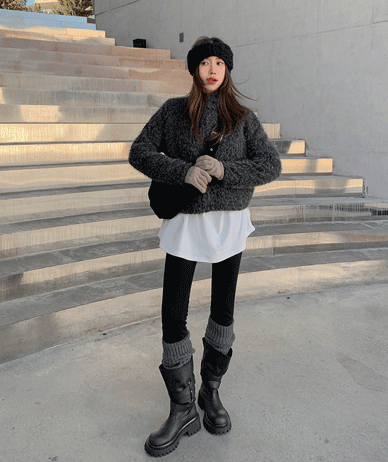 Jay's Crop Fur quilting Zip-up