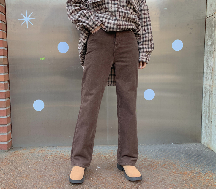 Willy napping corduroy straight-fit banding pants