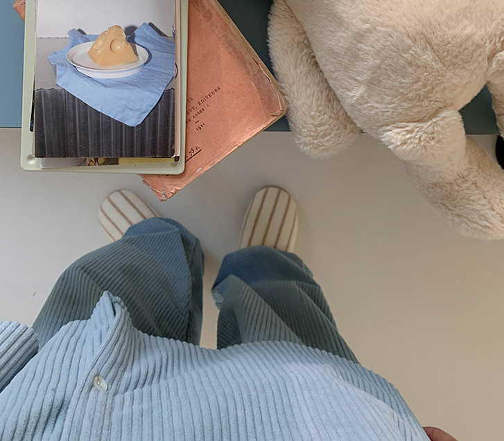 Knot Corduroy Patch Banding Jogger Pants