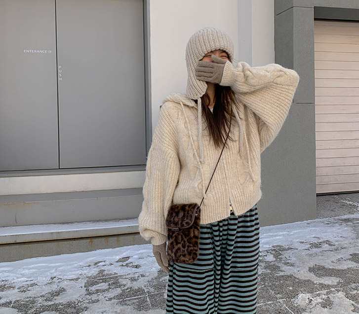 Dopai Twiddle Knit Hood Zip-up