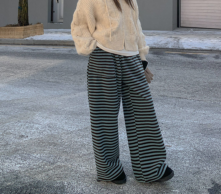 Dangara fleece string two-way wide pants